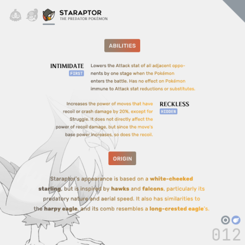 Sinnoh Pokémon → Staraptor, the Predator PokémonStaraptor (Japanese: ムクホーク Mukuhawk) is a grayish-br