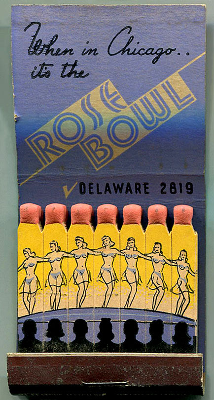 Vintage 50’s-era matchbook for ‘The ROSE BOWL’ nightclub, located somewhere