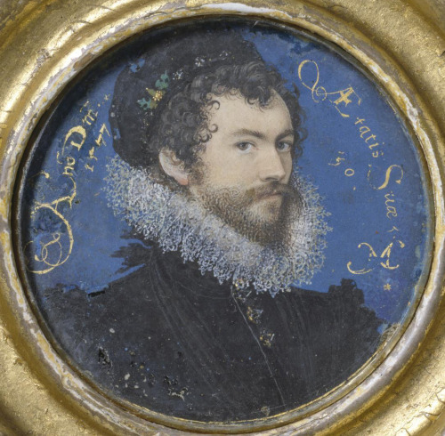 history-of-fashion:1577 Nicholas Hilliard - Self-portrait, aged 30(Victoria and Albert Museum)