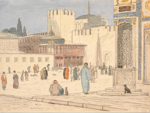 Martinus Rørbye - By the Toppana Mosque, Constantinople - 1836 Martinus Rørbye - Square in Front of 