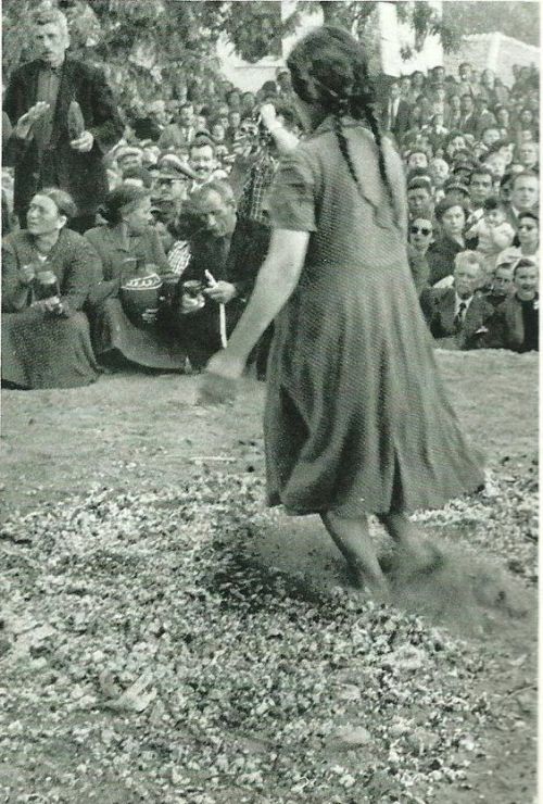 alatismeni-theitsa:Young Greek girl in Anastenaria ritual. The Anastenaria (Greek Αναστενάρια), is a