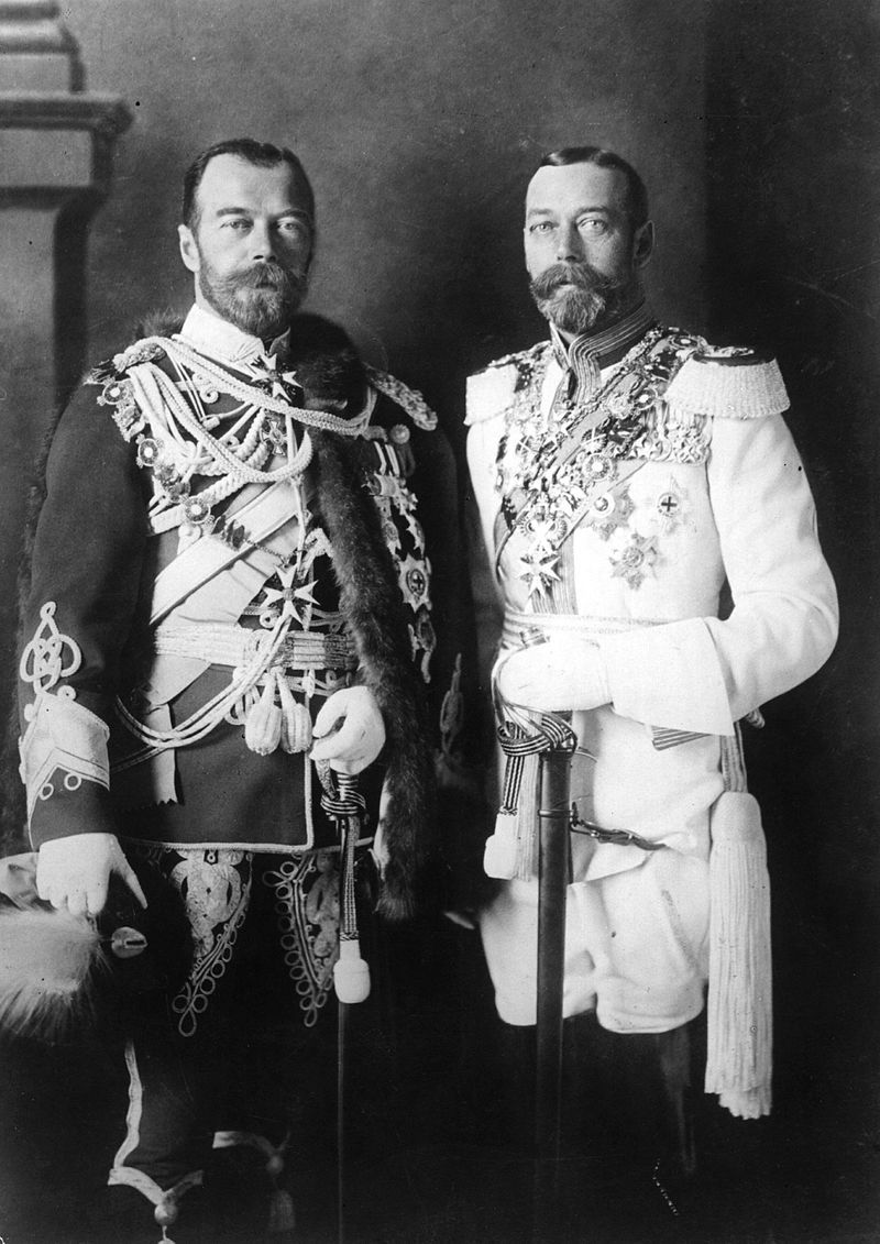 George V (right) and his physically similar cousin Nicholas II of Russia in German