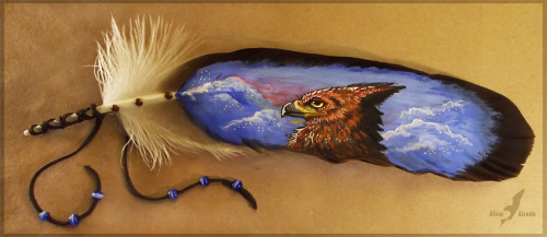 More feather paintings for me  (: Acrylics and tempera paints on eagle and raven feathers. &nbs