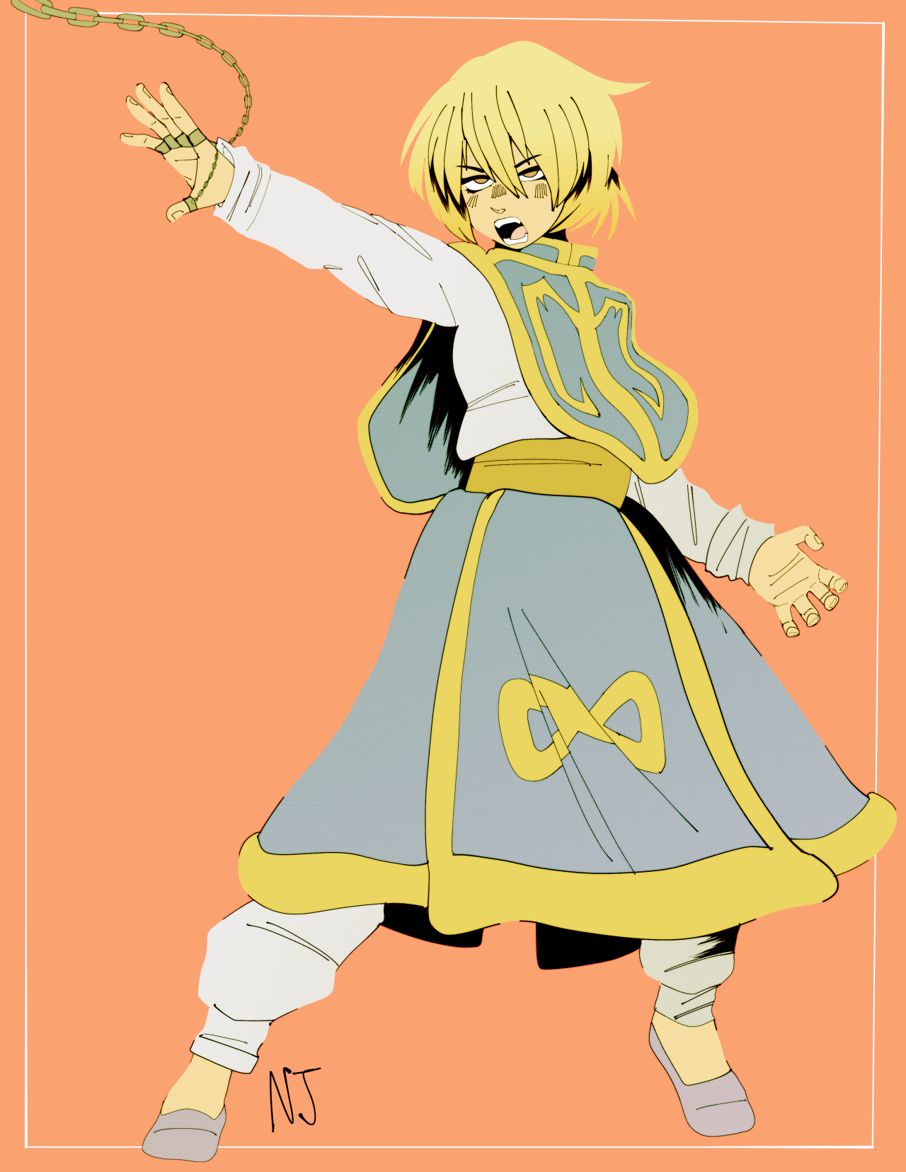 i drew kurapika for my cousin :3 based on a figurine i saw on google lol