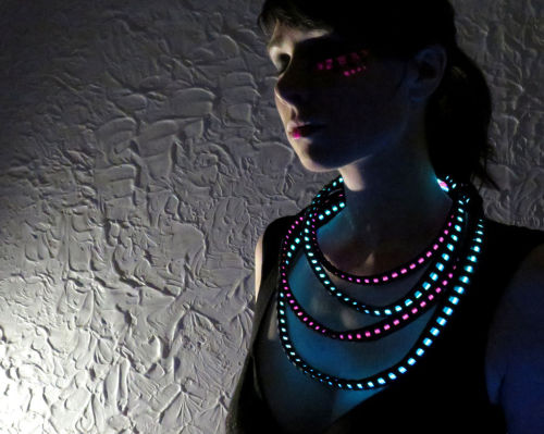 instructables:  El Wire and Leather Necklace by MikaelaHolmes