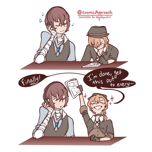  soukoku working on manga together for @akai-koutei & @anantagonist !!  thank you for all the wo