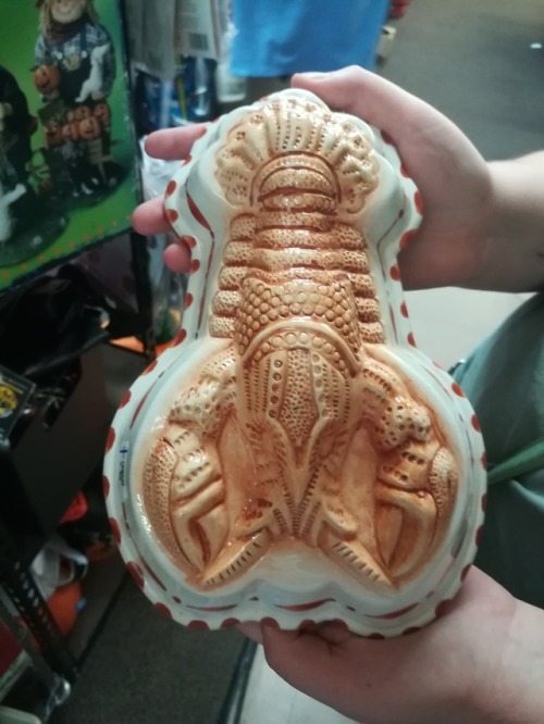 shiftythrifting:A very questionably-shaped lobster. Found at Goodwill