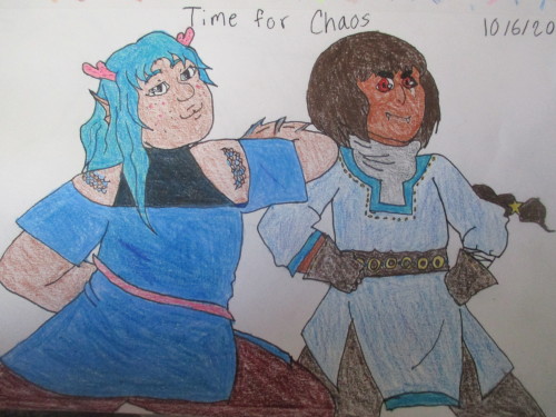 basedstoutland:My oc Reef Azure with @kawaiijohn ‘s oc En-Meg ready to make some chaos! Happy belate