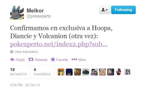 Melkor headmaster of Pokexperto have confirmed Volcanion, Diancie and Hoopa! 