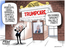 agoodcartoon:trumpcare was in development hell forever and now that it’s gotten some test screenings we  find out it’s a snuff film like we always suspected Sometimes a movie gets so many bad reviews by critics that you shouldn’t watch it! agc