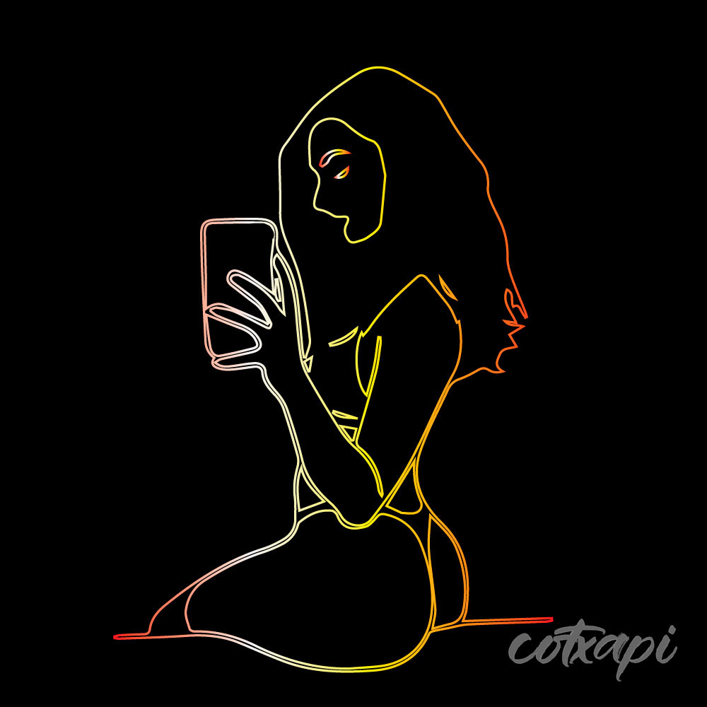 Cute pretty women art, young girls in vector outline art
