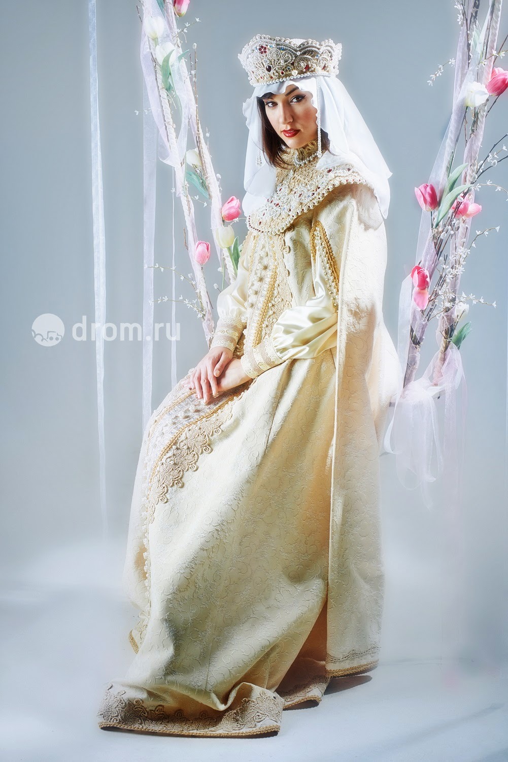sensualspectrum:  Sasha Grey on a swing in a traditional Russian kokoshnik and costume