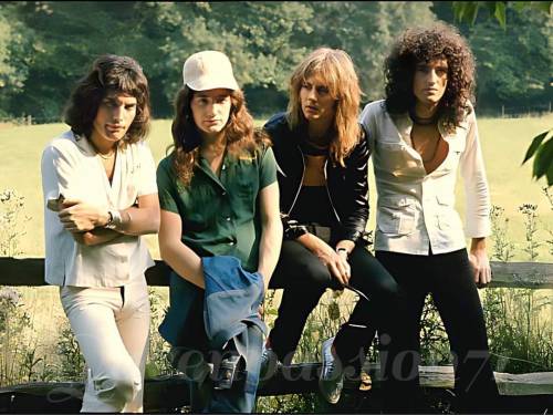 Queen In The Summer Of 1975 At Ridge Farm During The Recording Of Their Album A Night At The Opera.