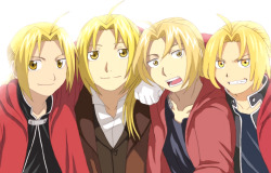 thebestfmaposts:  Edward Elric’s designs from Fullmetal Alchemist, Fullmetal Alchemist Brotherhood, Conqueror of Shamballa, and Sacred Star of Milos by this artist 