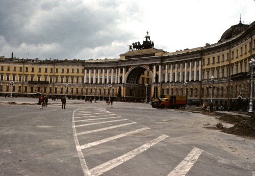 Palace Square, Leningrad (now St. Petersburg), Russia, 1976.This vast square was, among other other 