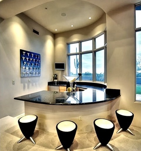 Home Bar In PhoenixHuge Modern Home Bar Design Featuring A Drop-in Sink, Raised-panel Cabinets, Medium-tone