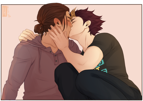 hachidraws:“Asahi, you always blush when I kiss you…you nervous?” “c-cant help it I guess..”“Don’t b