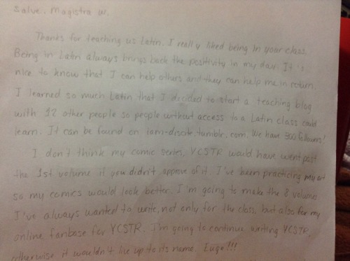 a drawing and a letter for my magistra