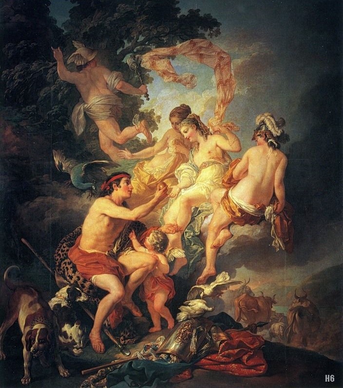 hadrian6:  The Judgement of Paris. 1758. Louis Jean Francois Lagrenee. French 1725-1805.