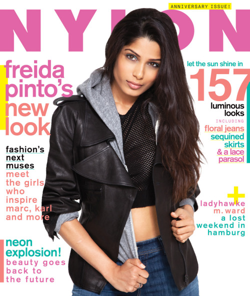 Blue eyeshadow has never looked better than on our April 2012 cover star Frieda Pinto