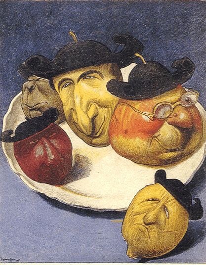 Catholic fruit. German-American artist, Lyonel Feininger (1871-1956). Anti-clerical illustration for