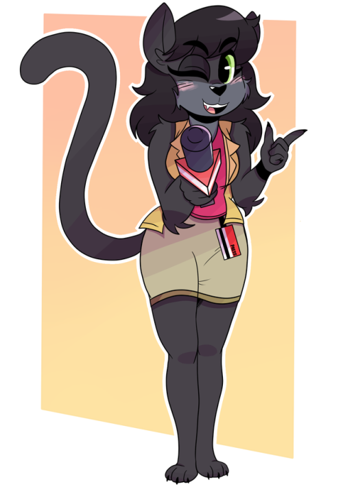 Art trade I did on Twitter! A panther reporter named Mynx!-Twitter