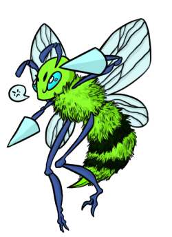 baemonsterz:A transparent shiny beedrill for mercurymaplekey’s birthday! He’s transparent so you can drag him around and have him point angrily at things :D