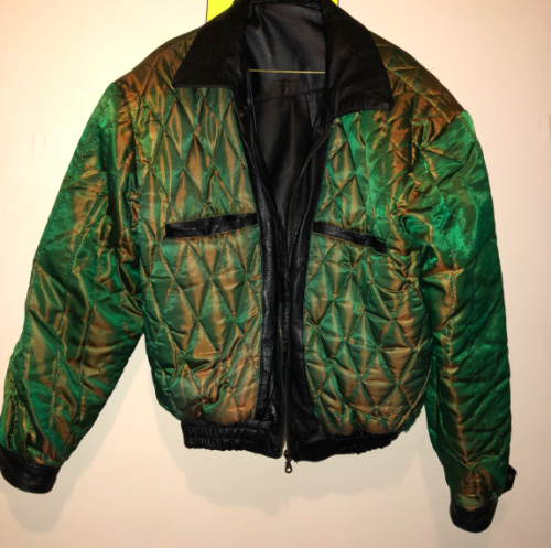 twinpeak:reversible iridescent green leather jacket