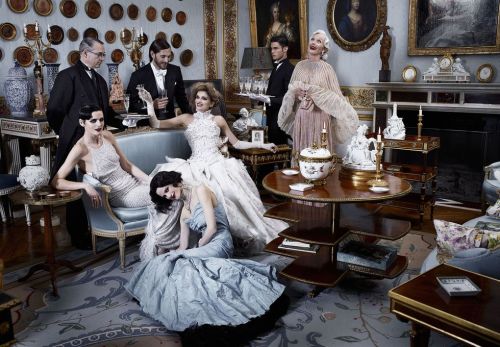 The “Upstairs Downstairs” editorial in the September 2011 issue of Harper’s Bazaar. Photographer: Ka