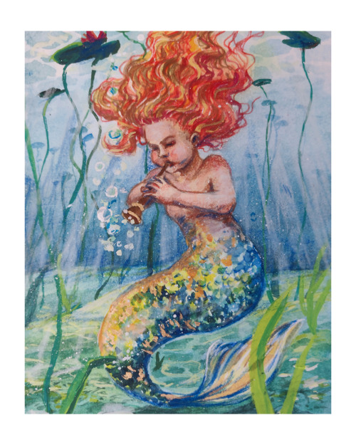 Mermaid I made as a gift for a six year old’s birthday who happens to love flutes and mermaids