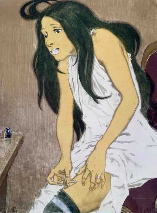 exfacie:  La Morphiniste (1897) by Eugène Grasset 