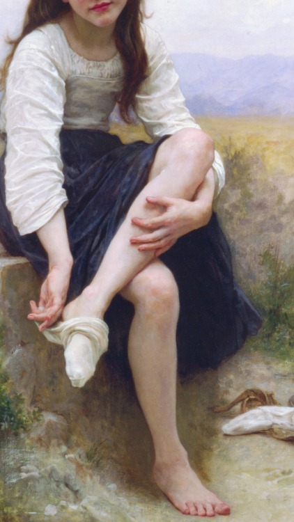 sadnessdollart:  “Before the Bath" (1900), detail, by William-Adolphe Bouguereau 