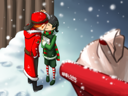 aulauly:  KevEdd_Santa Claus ready to go Santa Claus is coming to town!!! Kevin as Santa and Edd as Elf \(&gt;_0)/   Merry Xmas and have a good dream tonight!! &gt;_0  