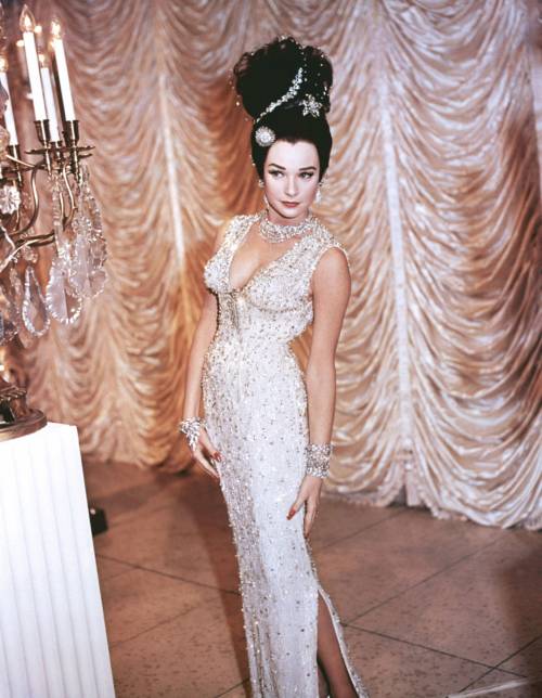 costumeloverz71:Louisa May Foster (Shirley McClaine) White beaded gown.. What A Way To Go! (1964).. 