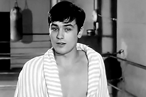 alain-deloin:  Alain Delon being interviewed in 1959, while perfecting his boxing
