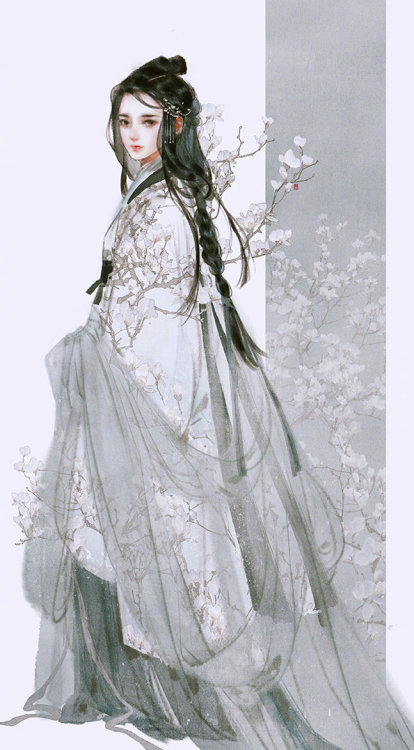 ziseviolet: 美人画 (2/?)Paintings of beauties in traditional Chinese hanfu, Part 2 (Part 1), by Chinese