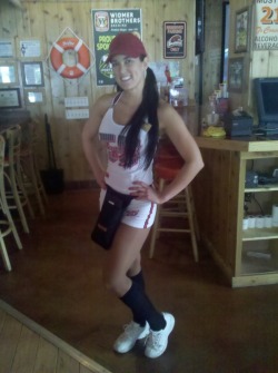creepshots:  Hooters dress up time! Baseball