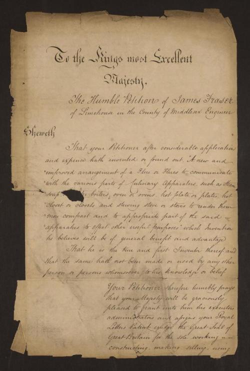 LJS 180 James Fraser petitionThis document is a petition from James Fraser, a engineer of Middlesex,