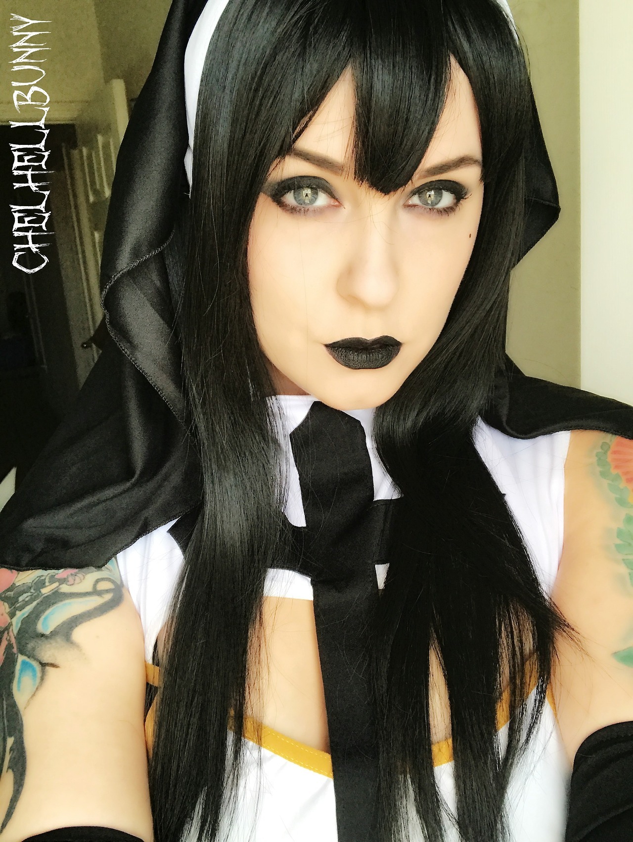 thechelhellbunny:  Come sin with me.costume purchased for me by a fan from my amazon