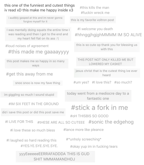 lancish: a compilation of some of my favorite tags/comments on my posts. I think my favorite is “sti