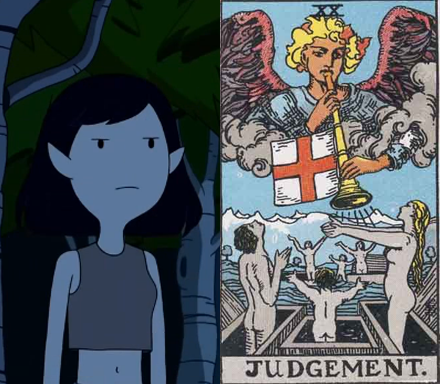 charlesoberonn:  Each of the vampires in Stakes is based on (and mostly named after) a Tarot Card The Fool - Beginnings, Innocence. The Fool is Marceline’s first major vampire kill and her first vampire soul sucked. The Empress - Fertility, Nature.