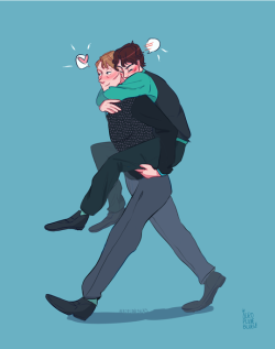 aeroplaneblues:  Carry On  Oh remember when I drew these? Yeah I had more haha idk why I love Hannibal carrying Will, maybe because he is so smol?? Anyway! There is one more of these coming maybe :&gt;  DeviantArt | Twitter 