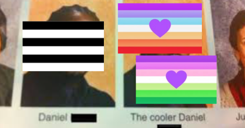 [image Id: Side By Side Yearbook Photo's, The Names Underneath Reading "daniel" And "the Cooler Daniel"