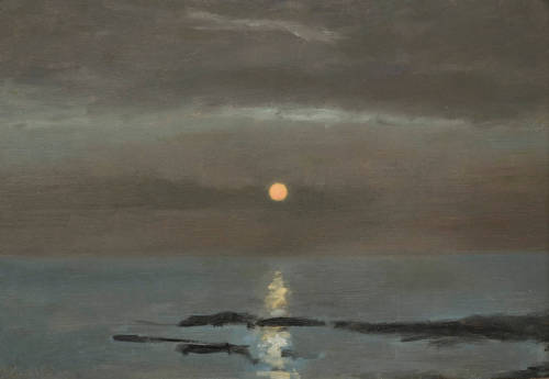 Moonrise York Harbor, Maine    -    Lockwood de Forest,  1908American 1850-