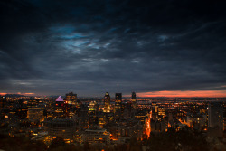 montreal-photos:The city lights at sunrise