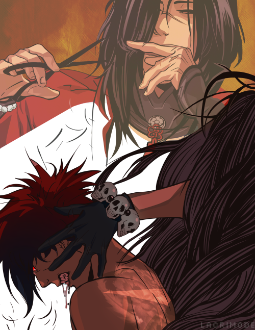 lacrimode:Some better images of the Koujaku spread I did for the Passeridae fanbook (mentioned in my