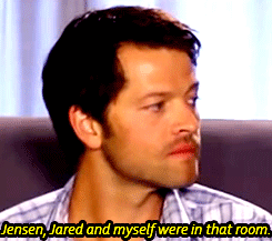 supermishamiga:  Misha’s face while Mark is talking about Jensen’s acting in