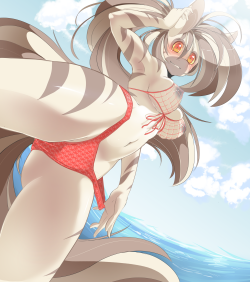 larkdraws:  Commission for Kinky!Is that even a bathing suit like what even It was supposed to just be a colored sketch but damn she’s too cute.   c: