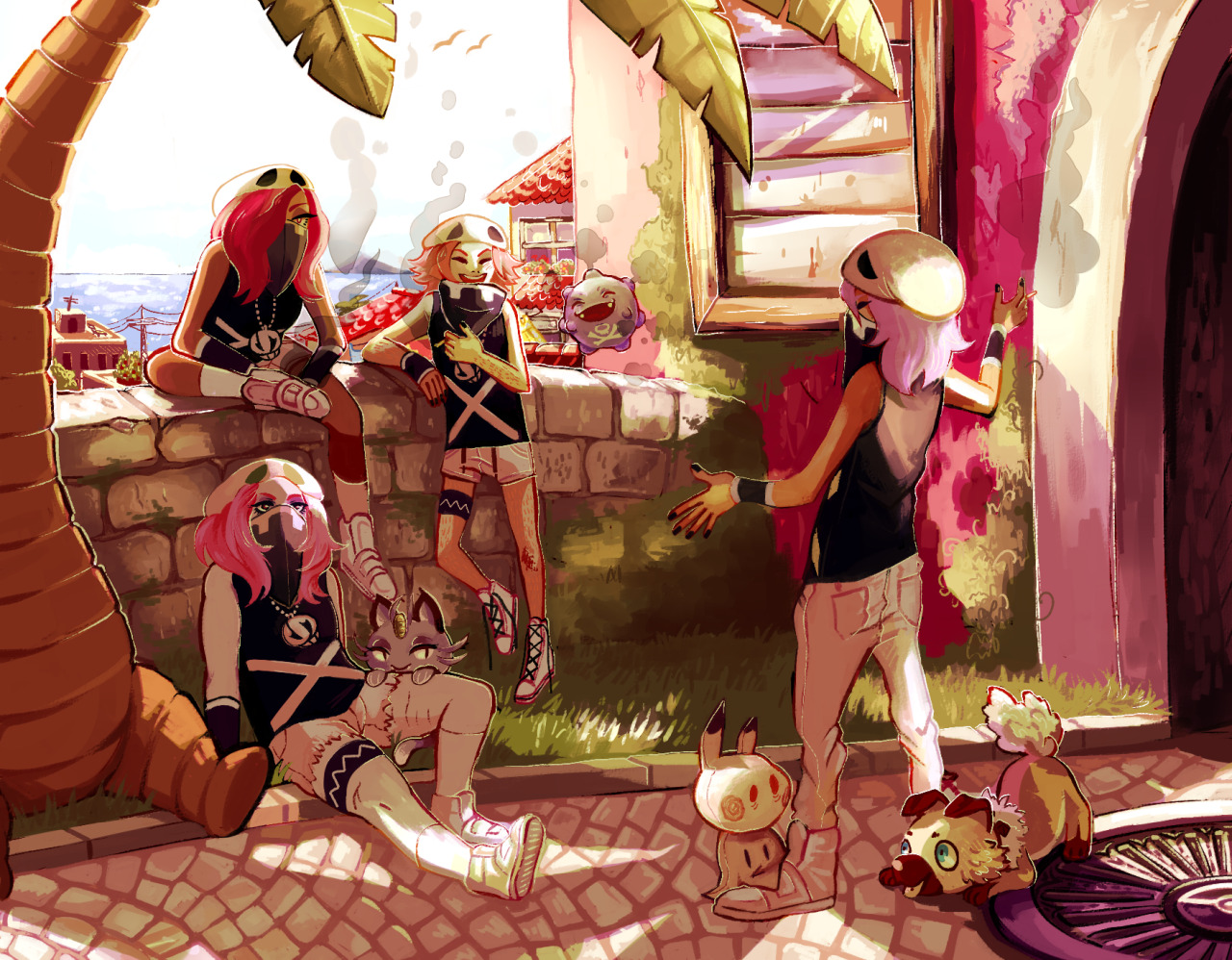 dominodamsel: Just skull gals living their lives 8^) I drew the sketches for these