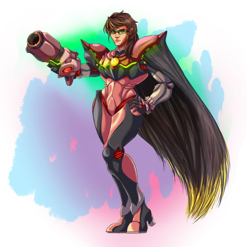 “Aranetta.” A combination of Bayonetta from Bayonetta and Samus Aran from the Metroid series. A time-lapse video of this drawing can be found here: http://plagueofgripes.tumblr.com/post/75731230477/aranetta-a-combination-of-bayonetta-from